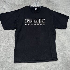 VTG Russell T Shirt Casual Grabberz Records‎ Men's Size XL Black Center Logo Tee